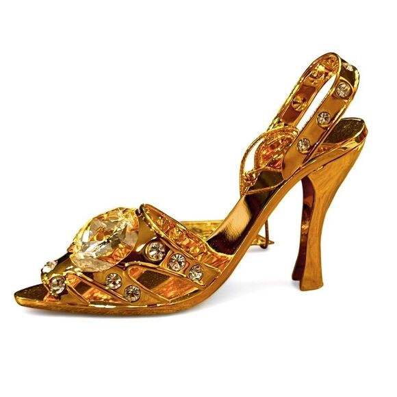 24K Gold Plated with Austrian Crystals Shoe by KG&C NWT - Picture 2 of 10